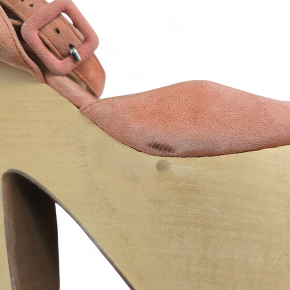 Jeffrey Campbell Platform Heels – Suede Wooden Chunky Sandals 9.5 - Picture 4 of 7